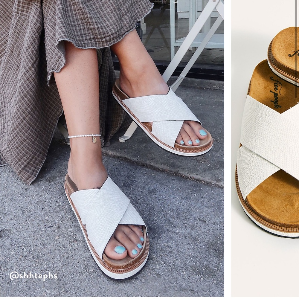 White FREE PEOPLE Sidelines Footbed sandals